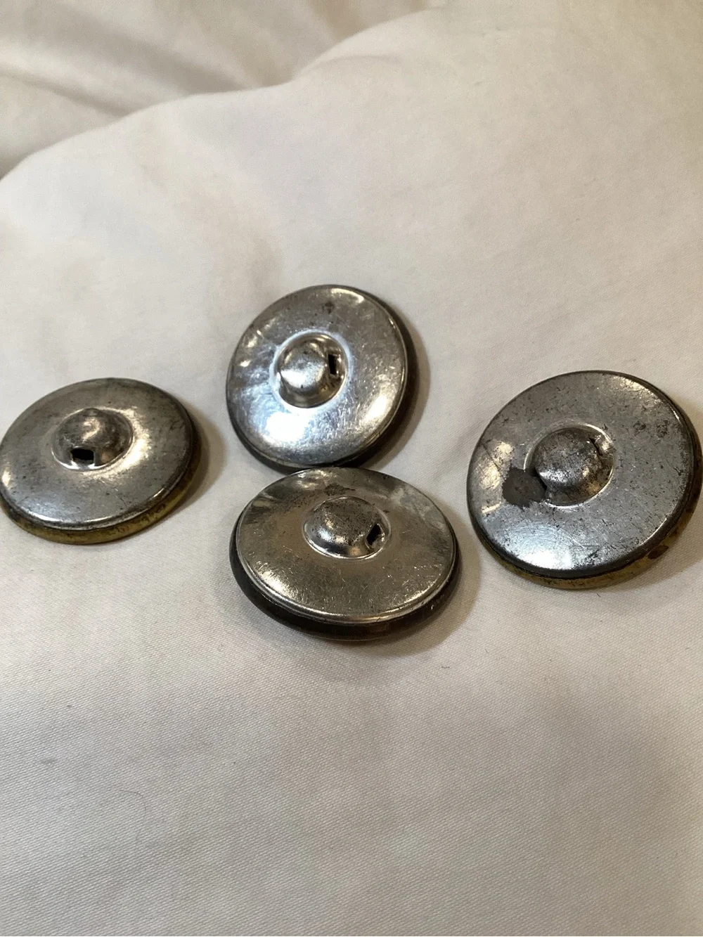Vintage-Filigree Mirror Dome Buttons, Rare set/4 Shank style circa 1950